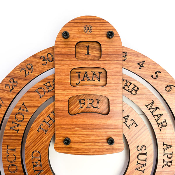 Galliard Games Perpetual Wall Calendar Wooden MDF, (Teak Finished) (Classic) (12.5 inch)