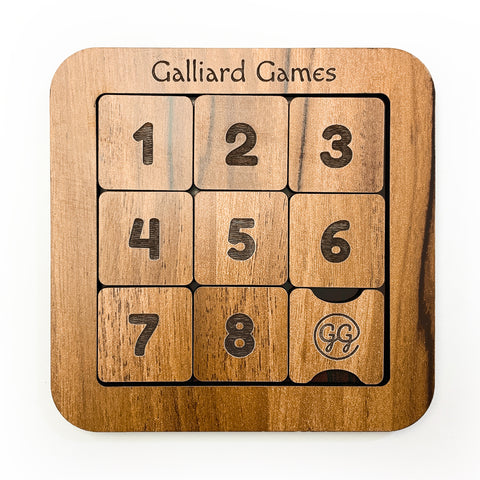 Galliard Games Wooden Slide Fifteen Puzzle 3x3