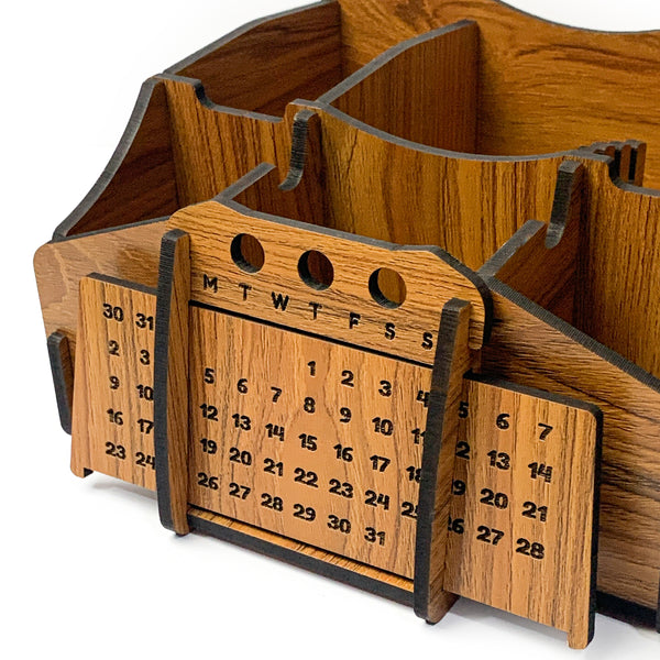 Galliard Games Wooden Desk Organiser Perpetual Calendars