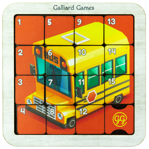Galliard Games Wooden Slide Fifteen Puzzles (4x4)