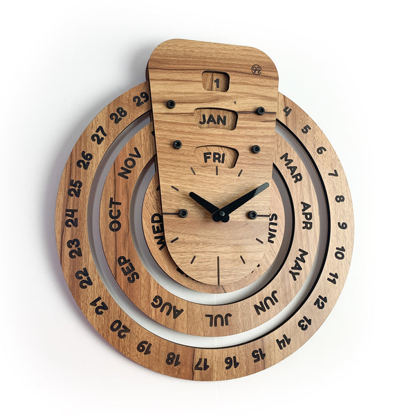 Galliard Games Circular Perpetual Calendar with Clock (Large, Beige)