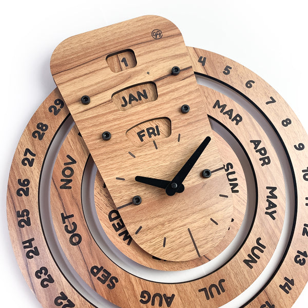 Galliard Games Circular Perpetual Calendar with Clock (Large, Beige)