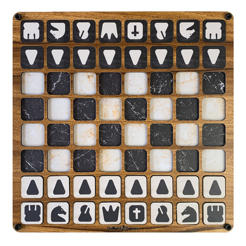 Galliard Games Chess with Flat Printed Pieces - Black and White - 12 inch Board