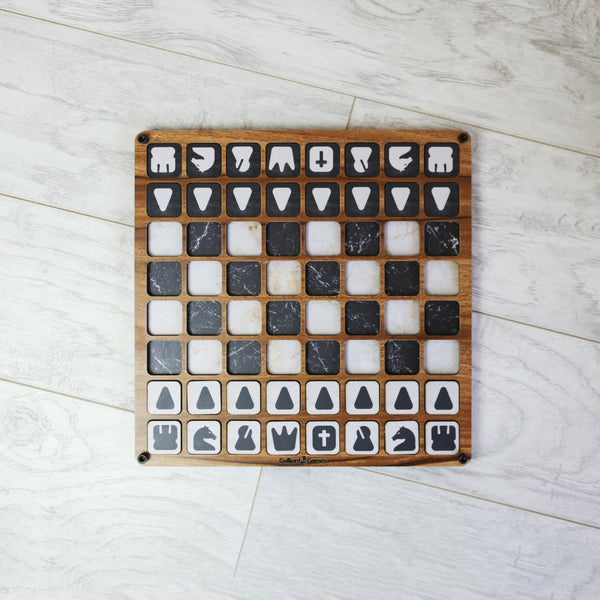 Galliard Games Chess with Flat Printed Pieces - Black and White - 12 inch Board