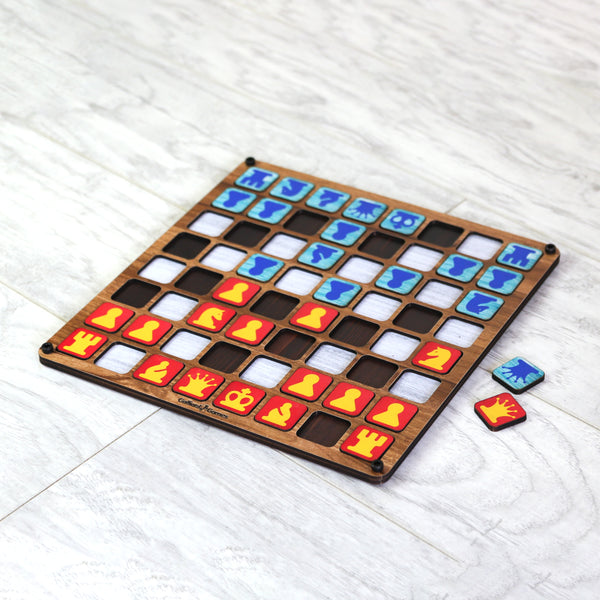Galliard Games Chess with Flat Printed Pieces - Blue and Yellow - 12 inch Board
