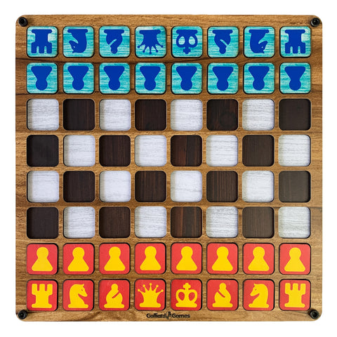 Galliard Games Chess with Flat Printed Pieces - Blue and Yellow - 12 inch Board
