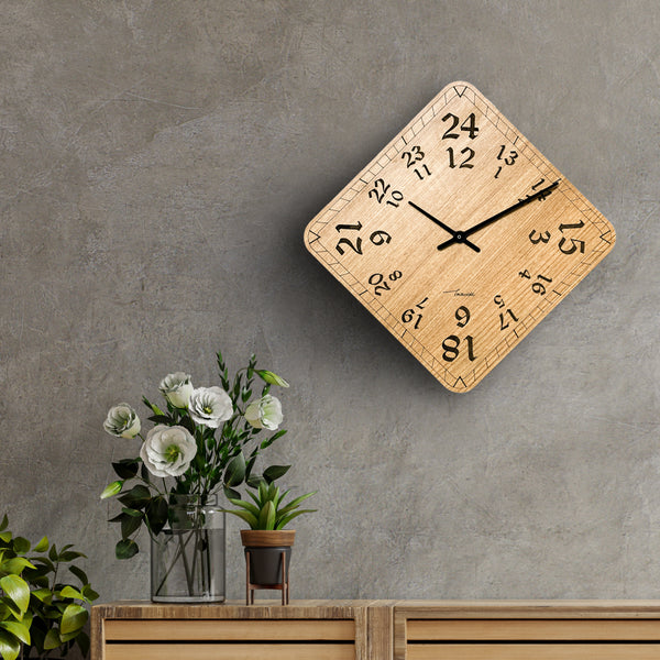 Townside Open Frame Wooden Clock - 24 Hour Format - 12.5 inch Diamond Dial