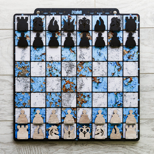 Galliard Games Wall Chess with Black Chessmen (Carolina Blue)