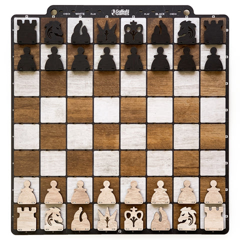 Galliard Games Wall Chess with Black Chessmen (Cedar Brown)