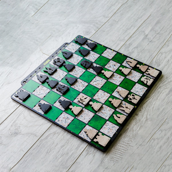 Galliard Games Wall Chess with Black Chessmen (Forest Green)