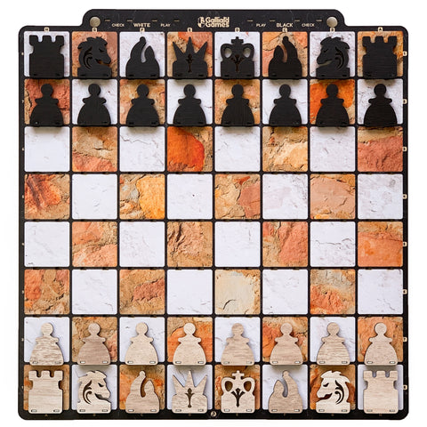 Galliard Games Wall Chess with Black Chessmen (Fossil Sand)