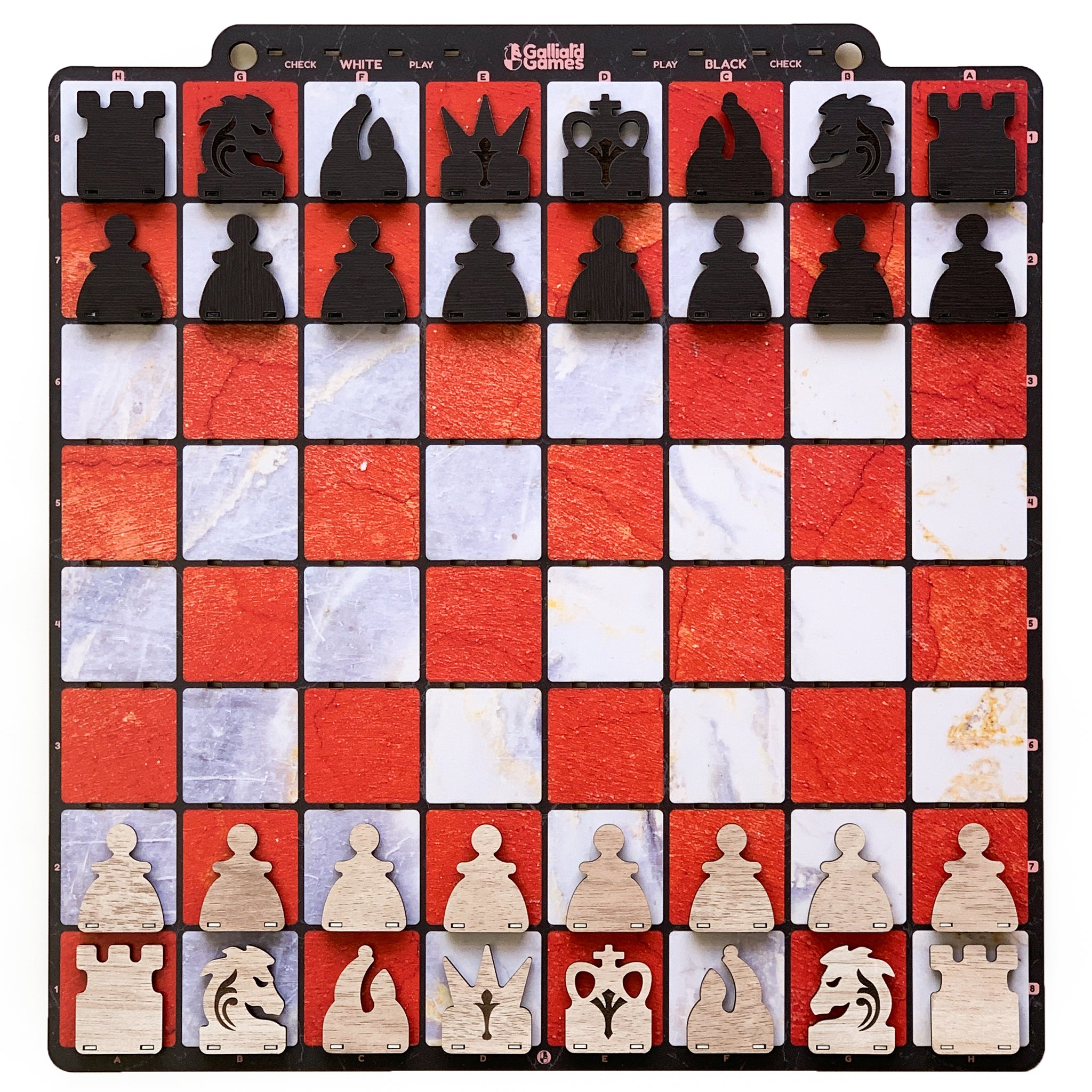 Galliard Games Wall Chess with Black Chessmen (Red Stone)