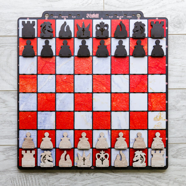 Galliard Games Wall Chess with Black Chessmen (Red Stone)