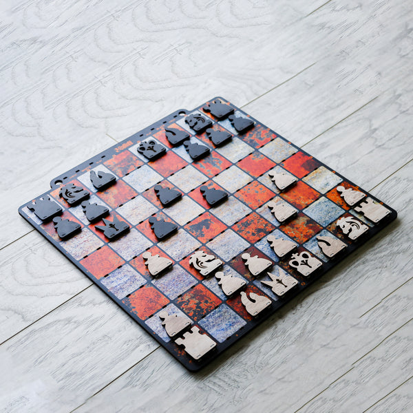 Galliard Games Wall Chess with Black Chessmen (Rusty Cinnamon)