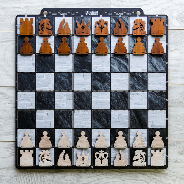 Galliard Games Wall Chess with Red Chessmen (Black Wall)