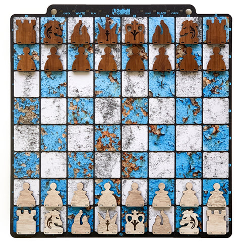 Galliard Games Wall Chess with Red Chessmen (Carolina Blue)