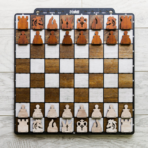 Galliard Games Wall Chess with Red Chessmen (Cedar Brown)