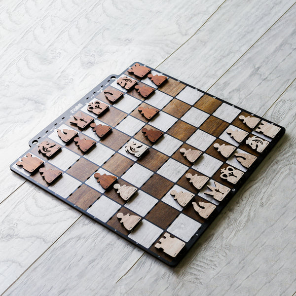 Galliard Games Wall Chess with Red Chessmen (Cedar Brown)