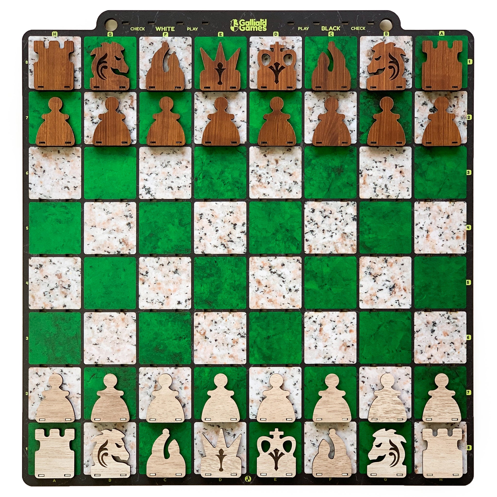 Galliard Games Wall Chess with Red Chessmen (Forest Green)