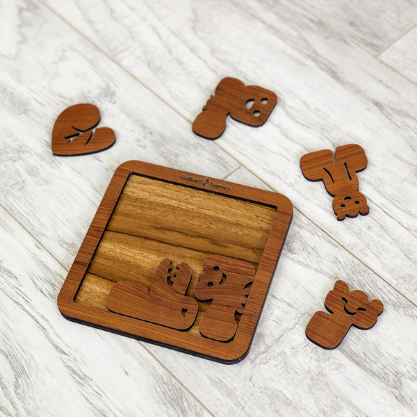 Galliard Games Wooden Shape Fit Puzzle, Animals Fit Type 2