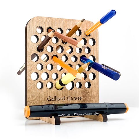 wooden pencil stand with pens