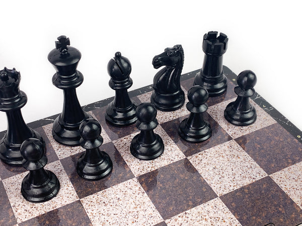 Galliard Games Granite Print Table Chess with Premium Plastic Pieces