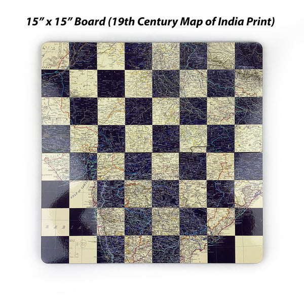 Galliard Games Vintage Map of India Chess Staunton Premium Plastic Chessmen
