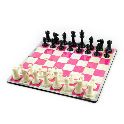 Galliard Games Taffy Stone Print Chess Staunton Premium Plastic Chessmen