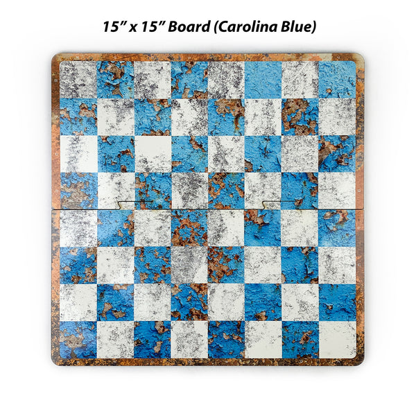Galliard Games Carolina Blue Print Chess Staunton Premium Plastic Chessmen