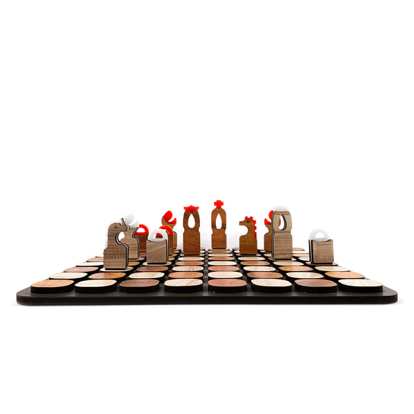 Galliard Games 3D Board with Regal Chessmen Red and Beige