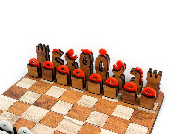 Galliard Games Regal Chess on Borderless Board in Red and Beige Color