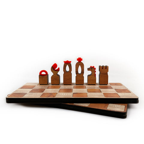 Galliard Games Regal Chess on Borderless Board in Red and Beige Color