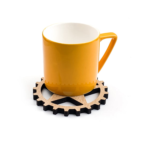 townside gear coasters with yellow cup