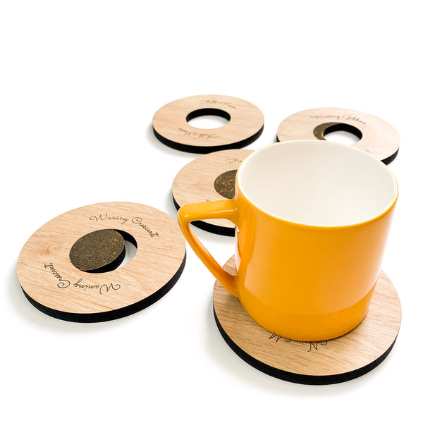 moon phases coasters by townside with cup