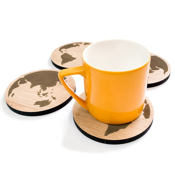 townside earth coasters with yellow cup
