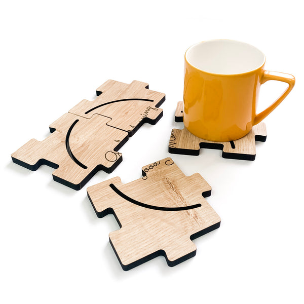 townside good morning puzzle coasters with cup