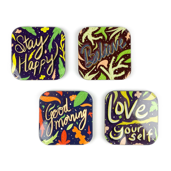 Townside Morning Quotes Printed Coasters