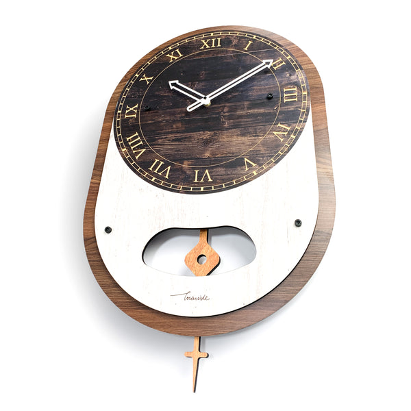 Townside Pendulum Printed Clocks - Plank Wood Dial Print