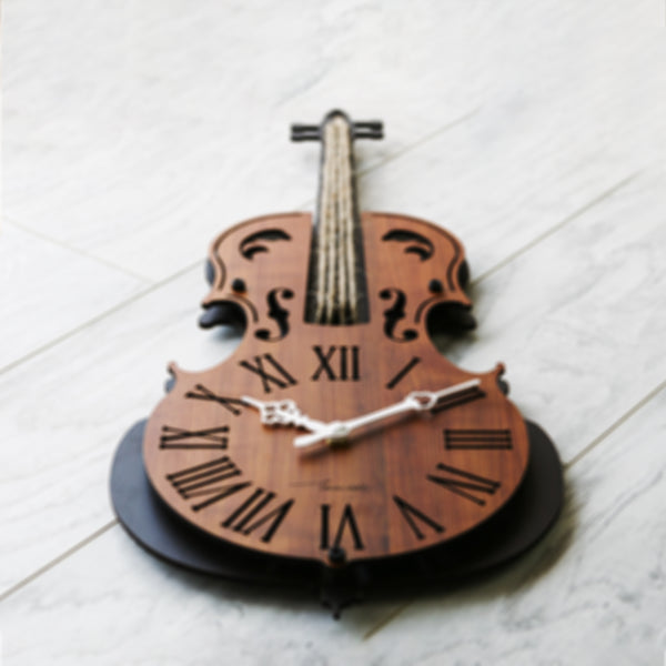 Townside Violin Wall Clock (23 x 9.75 inch Dial), Red and Black