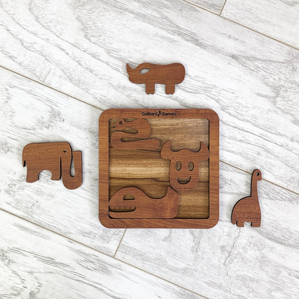 Galliard Games Prodigy Shape Fit Puzzles Jungle Animals