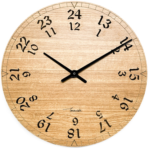 Townside Open Frame Wooden Clock - 24 Hour Format - 12 inch Round Dial