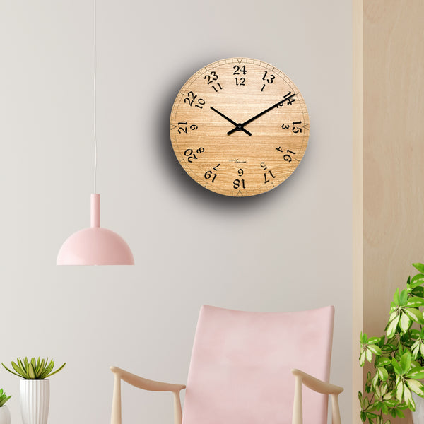 Townside Open Frame Wooden Clock - 24 Hour Format - 10 inch Round Dial