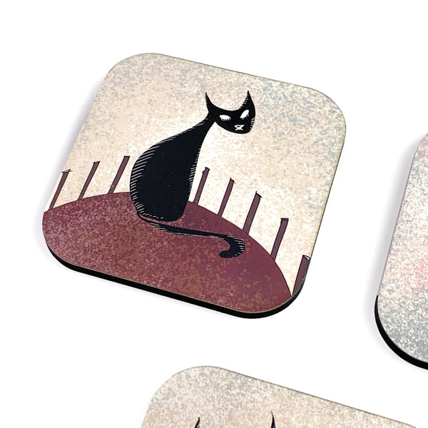 Townside Cats Virtuoso Coasters, Set of 4